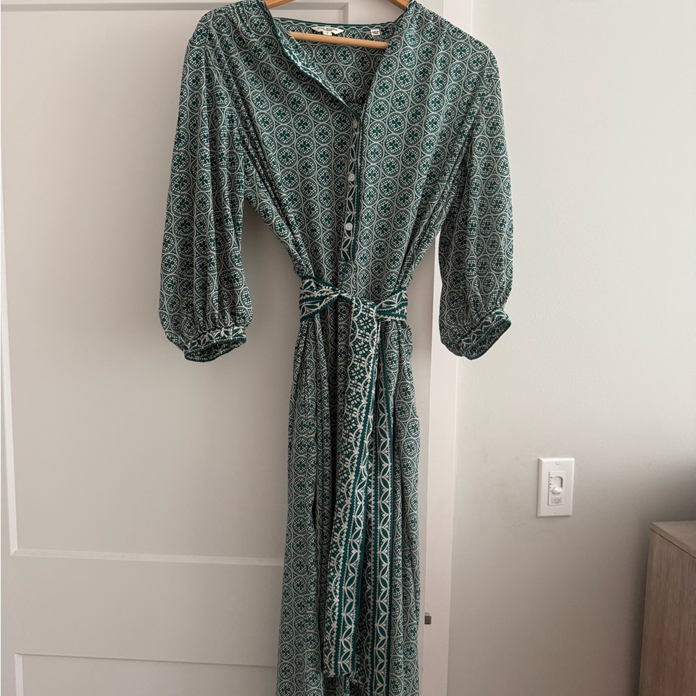 Max Studio Teal Patterned Long Sleeve Dress